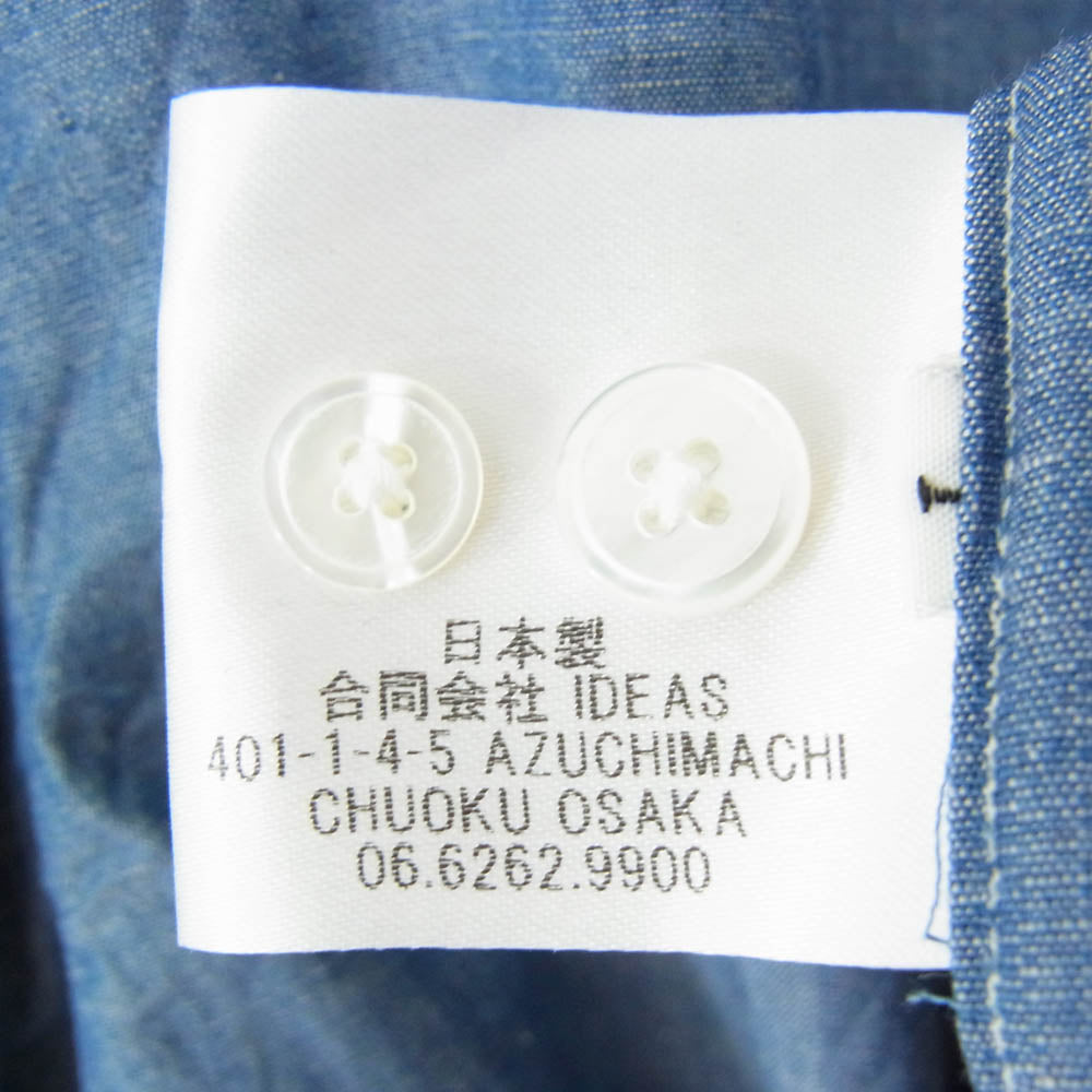 HEUGN ユーゲン SHIRT022 JAMES Regular Collar Shirt Chambray レギュラーカラー 長袖 シャツ シャンブレー ブルー系 1【美品】【中古】