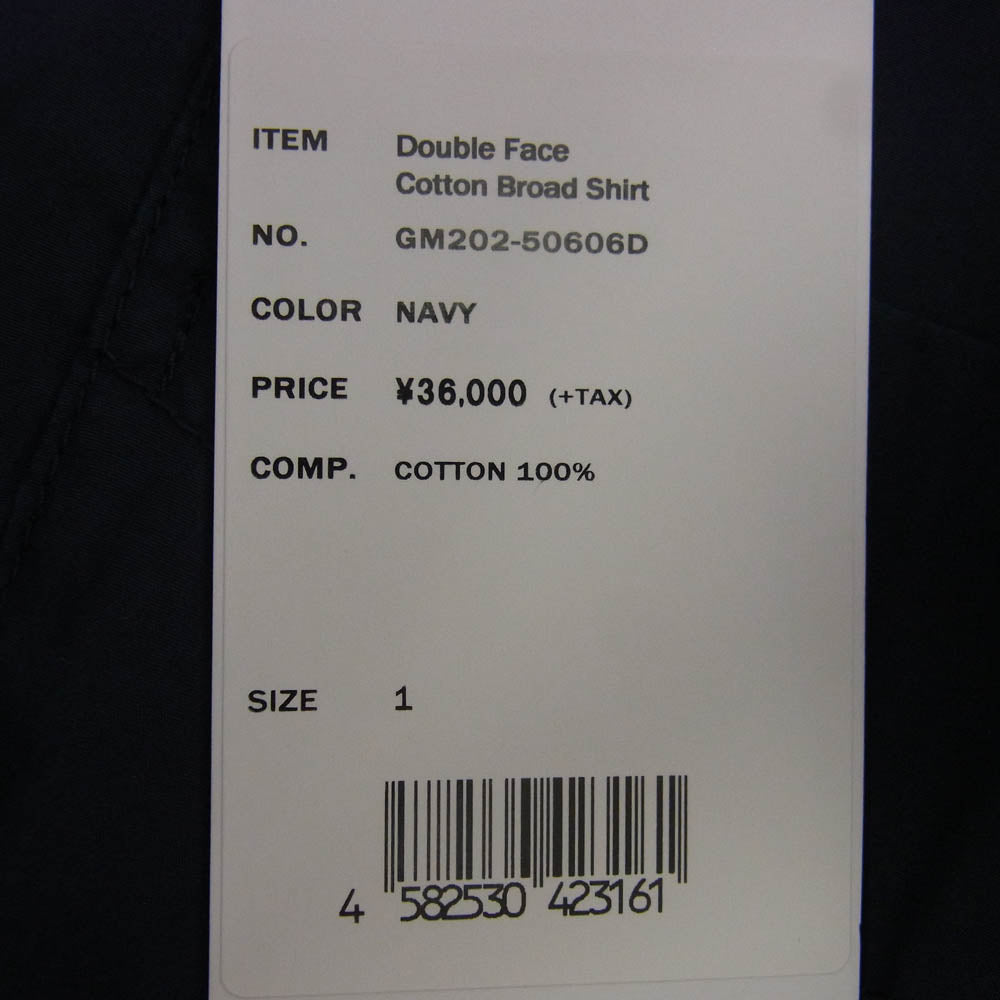 GRAPHPAPER グラフペーパー 20AW GM202-50606D THE DIVERSE ダイバーズ別注 Double Face Cotton Broad Shirt ダブルフェイス コットンブロード 長袖 シャツ ネイビー系 1【中古】