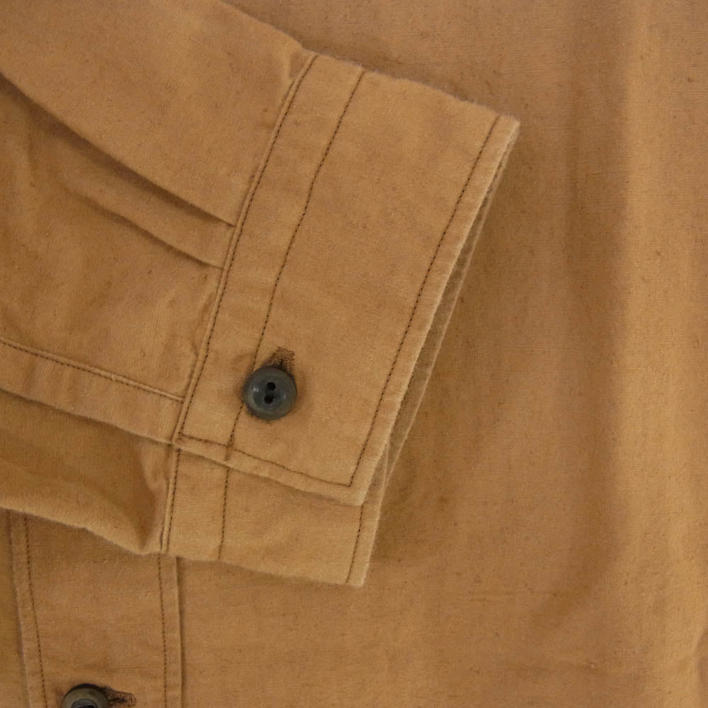 カヴァル コットン シルクネップ ベーシック レギュラーカラー 長袖 シャツ ブラウン系 L【美品】【中古】