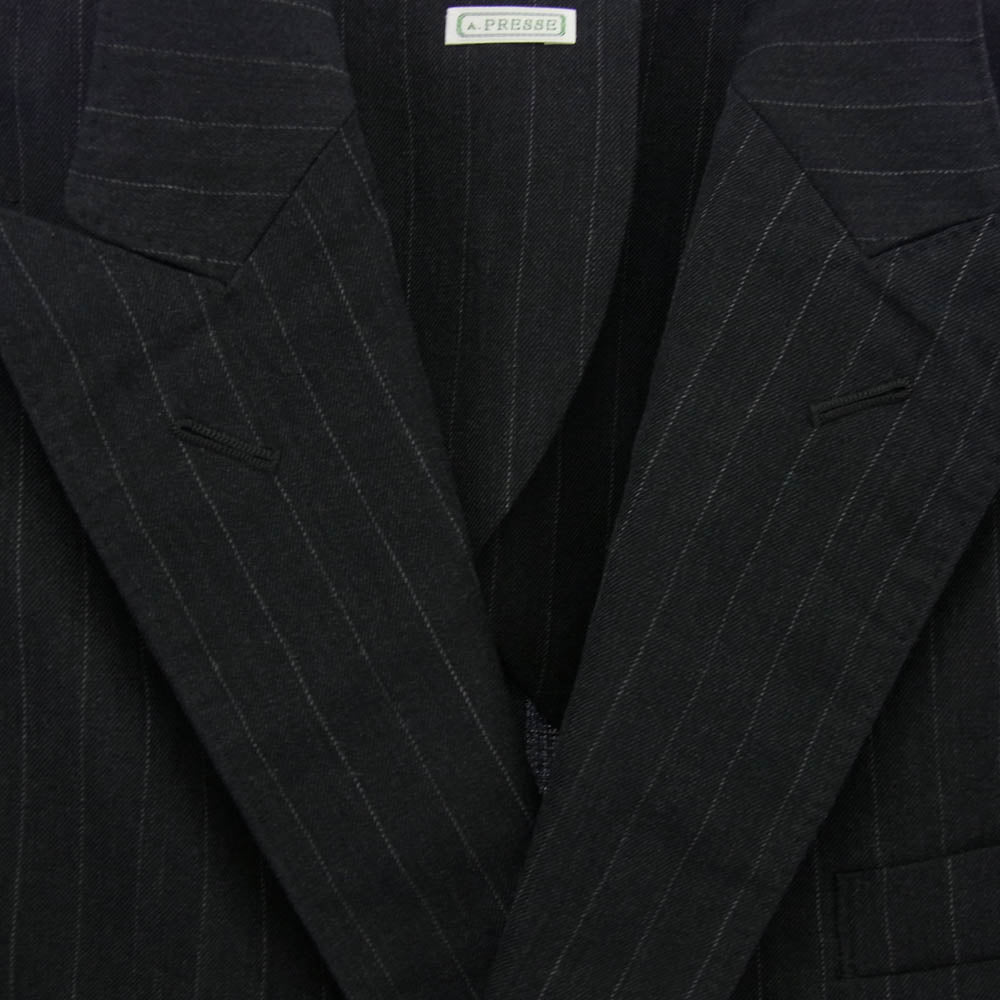A.PRESSE アプレッセ 22SS 22SAP-01-07M Double Breasted Jacket ストライプ ダブル テーラードジャケット ダークグレー系 1【極上美品】【中古】