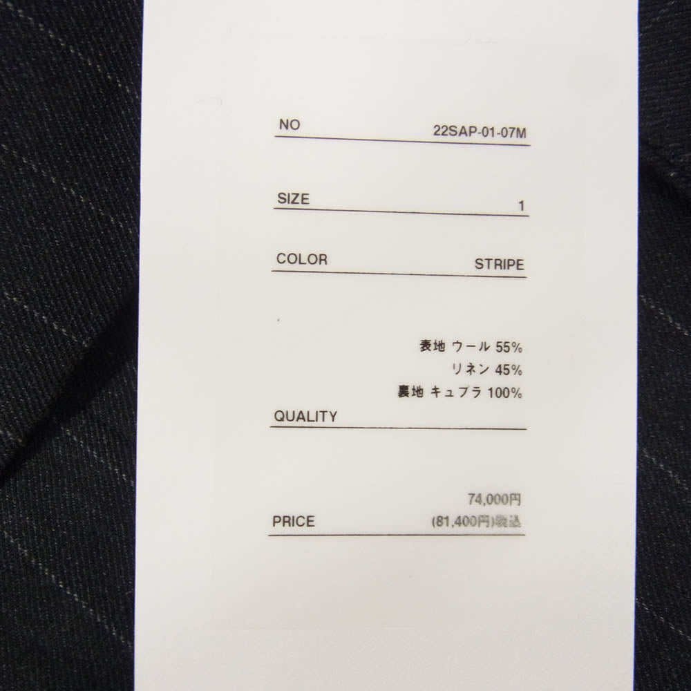 A.PRESSE アプレッセ 22SS 22SAP-01-07M Double Breasted Jacket ストライプ ダブル テーラードジャケット ダークグレー系 1【極上美品】【中古】