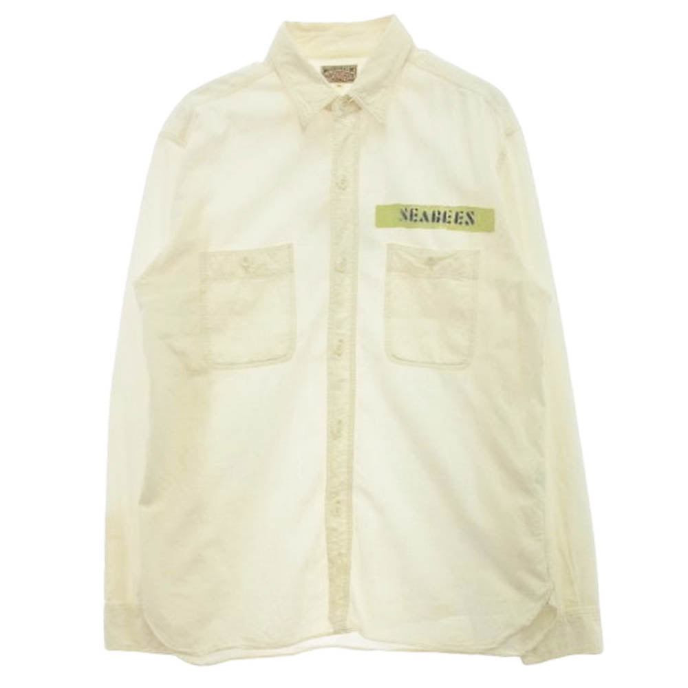 Buzz Rickson's バズリクソンズ SEABEES ミリタリー ワーク ステンシル シャンブレー シャツ オフホワイト系 16【中古】