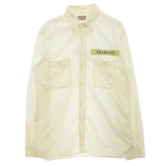 Buzz Rickson's バズリクソンズ SEABEES ミリタリー ワーク ステンシル シャンブレー シャツ オフホワイト系 16【中古】