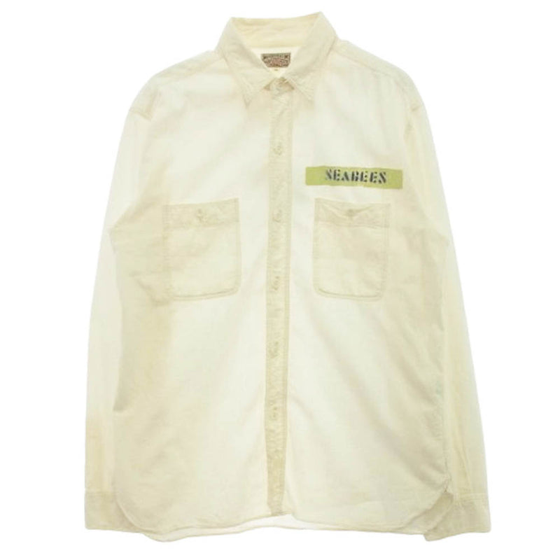Buzz Rickson's バズリクソンズ SEABEES ミリタリー ワーク ステンシル シャンブレー シャツ オフホワイト系 16【中古】