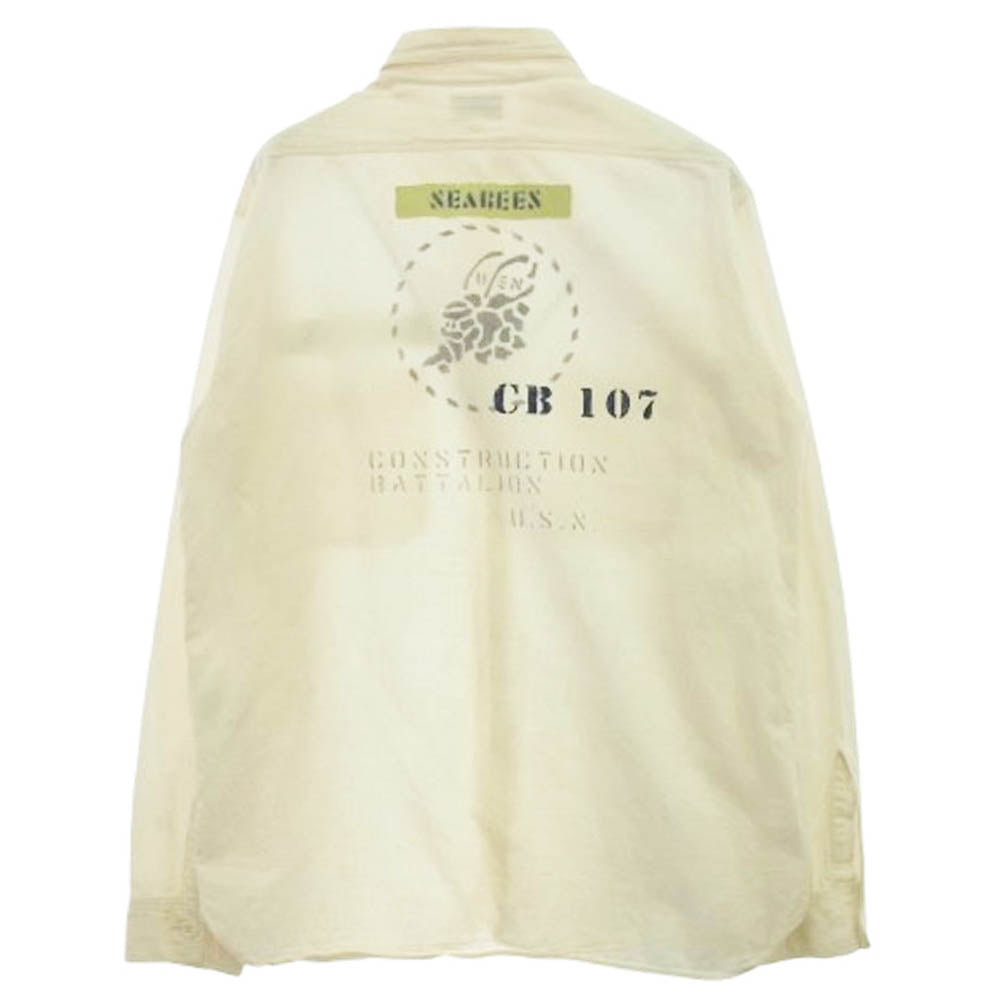 Buzz Rickson's バズリクソンズ SEABEES ミリタリー ワーク ステンシル シャンブレー シャツ オフホワイト系 16【中古】