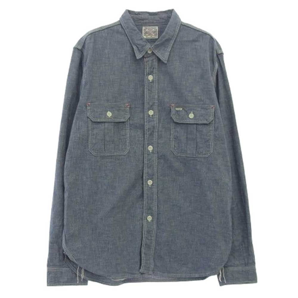 The REAL McCOY'S ザリアルマッコイズ Lot.153 JOE McCOY 8HOUR UNION HBT ワークシャツ インディゴブルー系 オフホワイト系 17【中古】