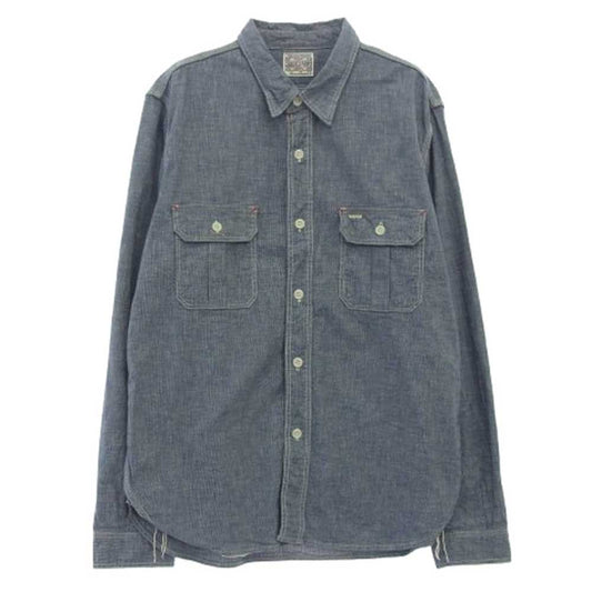 The REAL McCOY'S ザリアルマッコイズ Lot.153 JOE McCOY 8HOUR UNION HBT ワークシャツ インディゴブルー系 オフホワイト系 17【中古】