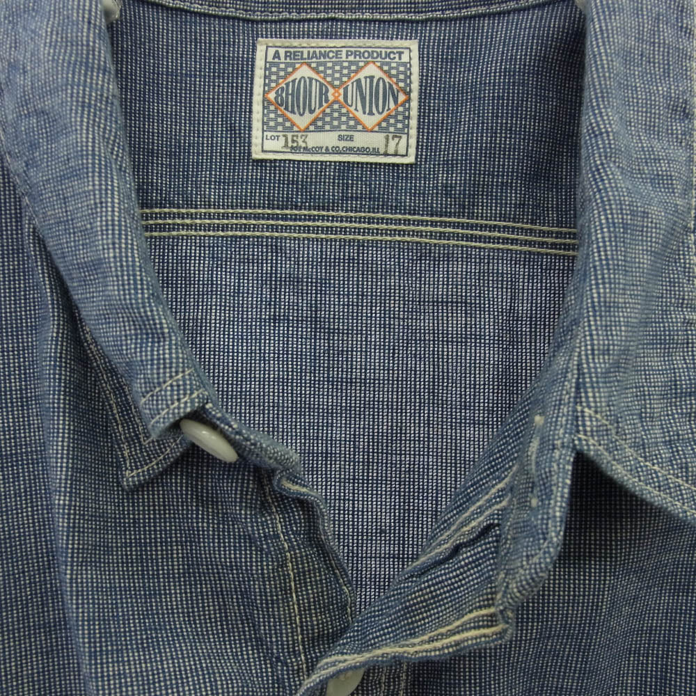 The REAL McCOY'S ザリアルマッコイズ Lot.153 JOE McCOY 8HOUR UNION HBT ワークシャツ インディゴブルー系 オフホワイト系 17【中古】