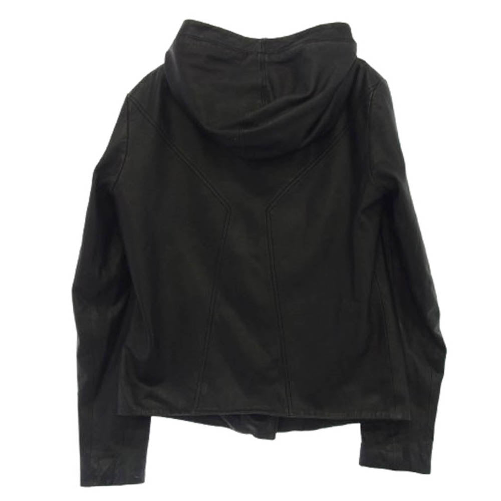 HELMUT LANG ヘルムートラング 16-5304151 ラムレザー フード ライダースジャケット レザージャケット ブラック系 S【中古】