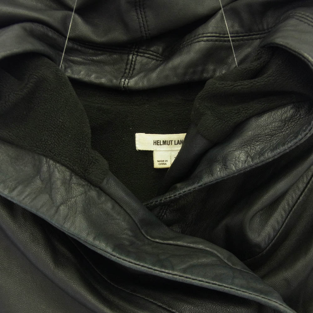 HELMUT LANG ヘルムートラング 16-5304151 ラムレザー フード ライダースジャケット レザージャケット ブラック系 S【中古】