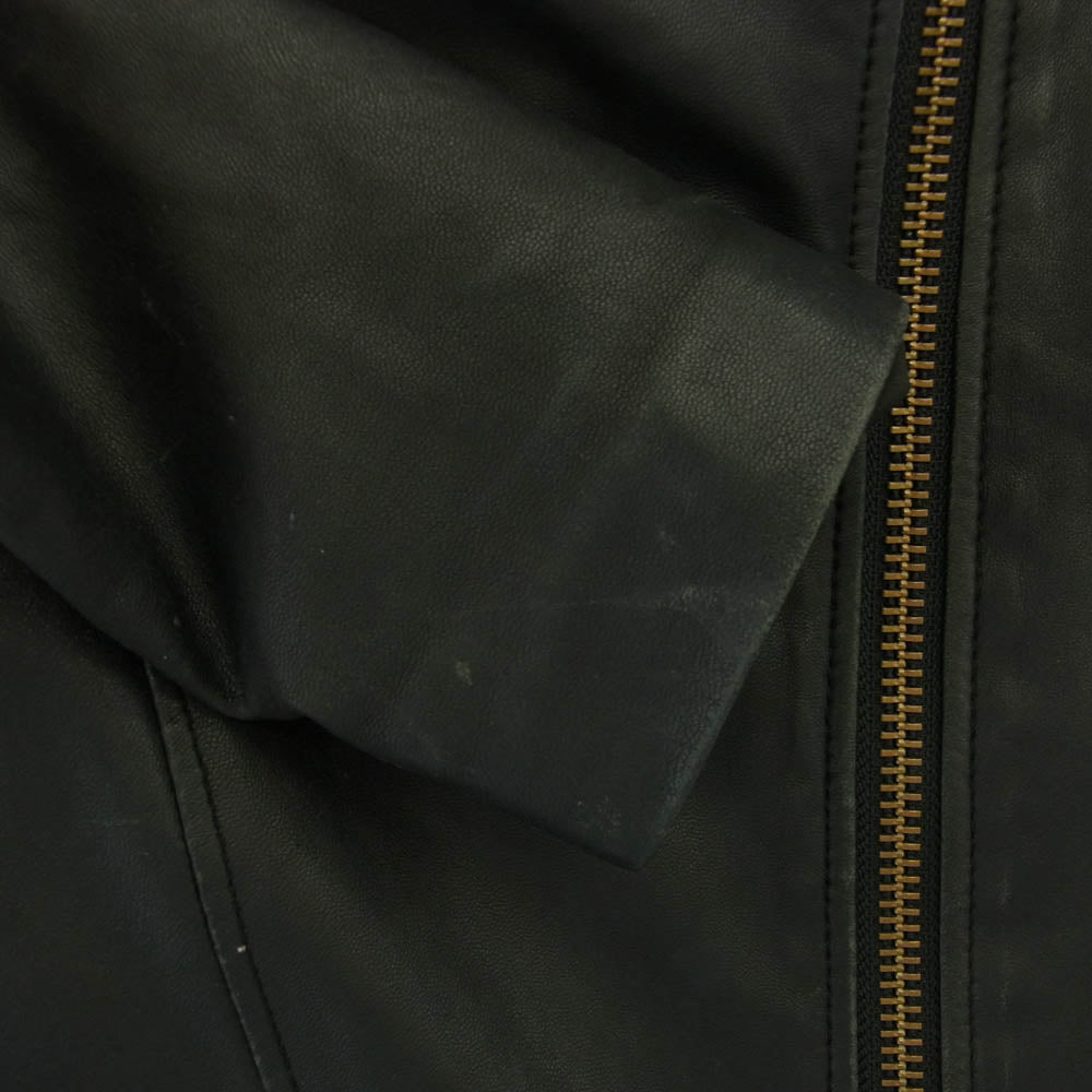 HELMUT LANG ヘルムートラング 16-5304151 ラムレザー フード ライダースジャケット レザージャケット ブラック系 S【中古】
