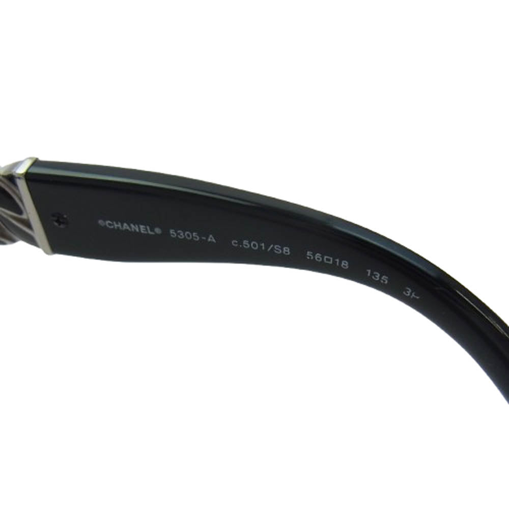 CHANEL シャネル 5305-A チェーンデザイン CCココマーク サングラス アイウェア ブラック系 シルバー系 56□18 135【中古】