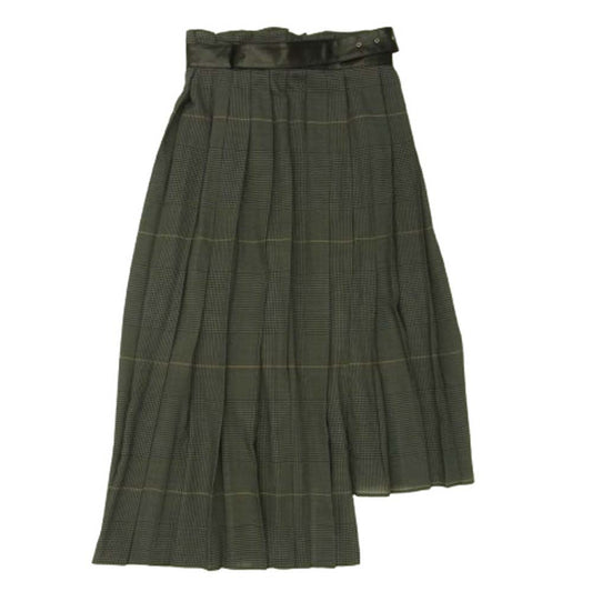 リト 20AW 0770RTW708S WOOL VIERA PLEATE フェイクレザードッキング 千鳥格子 ウール ロング スカート グレー系 マルチカラー系 38【中古】