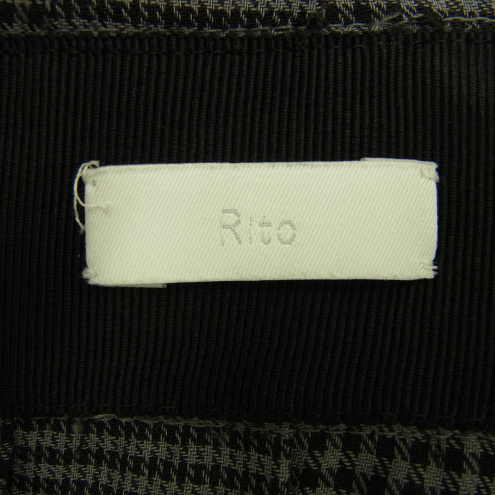 リト 20AW 0770RTW708S WOOL VIERA PLEATE フェイクレザードッキング 千鳥格子 ウール ロング スカート グレー系 マルチカラー系 38【中古】
