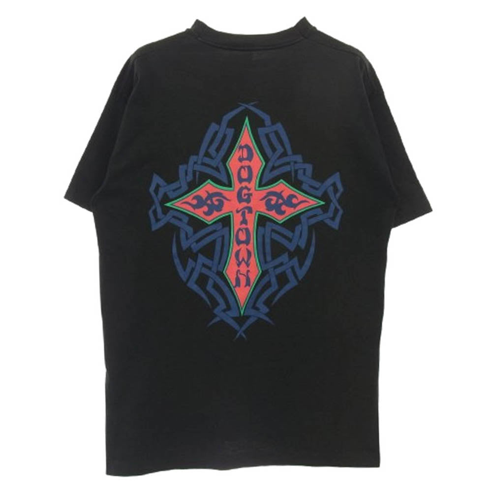 ドッグタウン 90s vintage 90年代 ヴィンテージ トライバル クロスロゴ 半袖 Tシャツ ブラック系 L【中古】