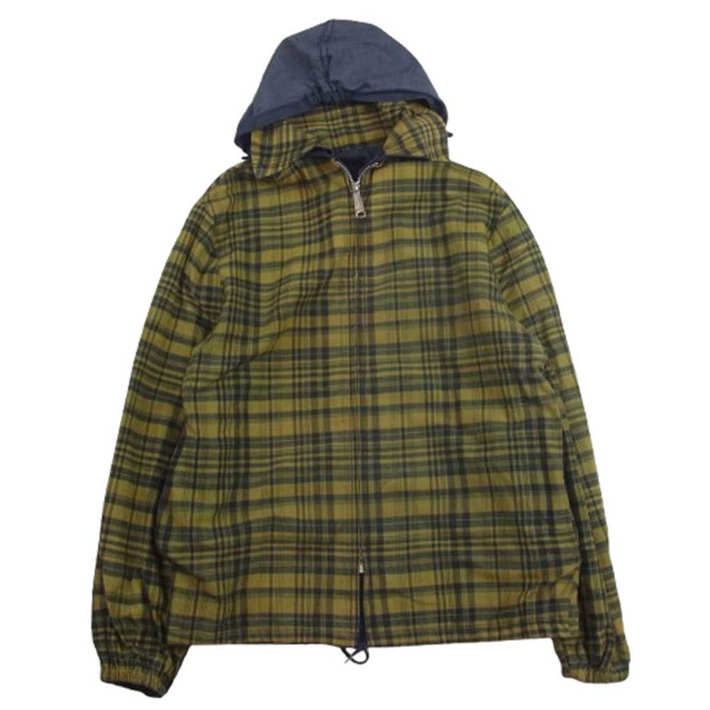 ヴィンテージ ABBOT アボット ジップ チェック リバーシブル ブルゾン ジャケット インディゴブルー系 イエロー系【中古】