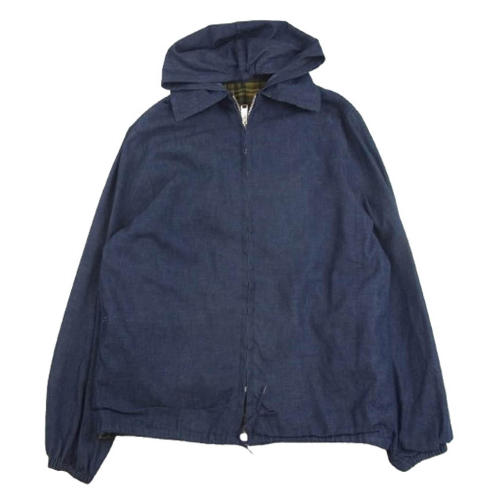 ヴィンテージ ABBOT アボット ジップ チェック リバーシブル ブルゾン ジャケット インディゴブルー系 イエロー系【中古】