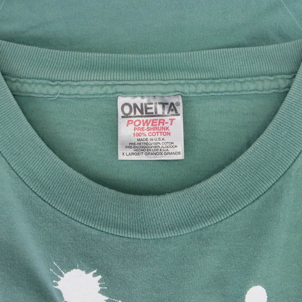 VINTAGE ヴィンテージ 90s Bird Droppings Print S/S Tee ONEITA オニータタグ USA製 鳥の糞 プリント 半袖 Tシャツ グリーン系 XL【中古】