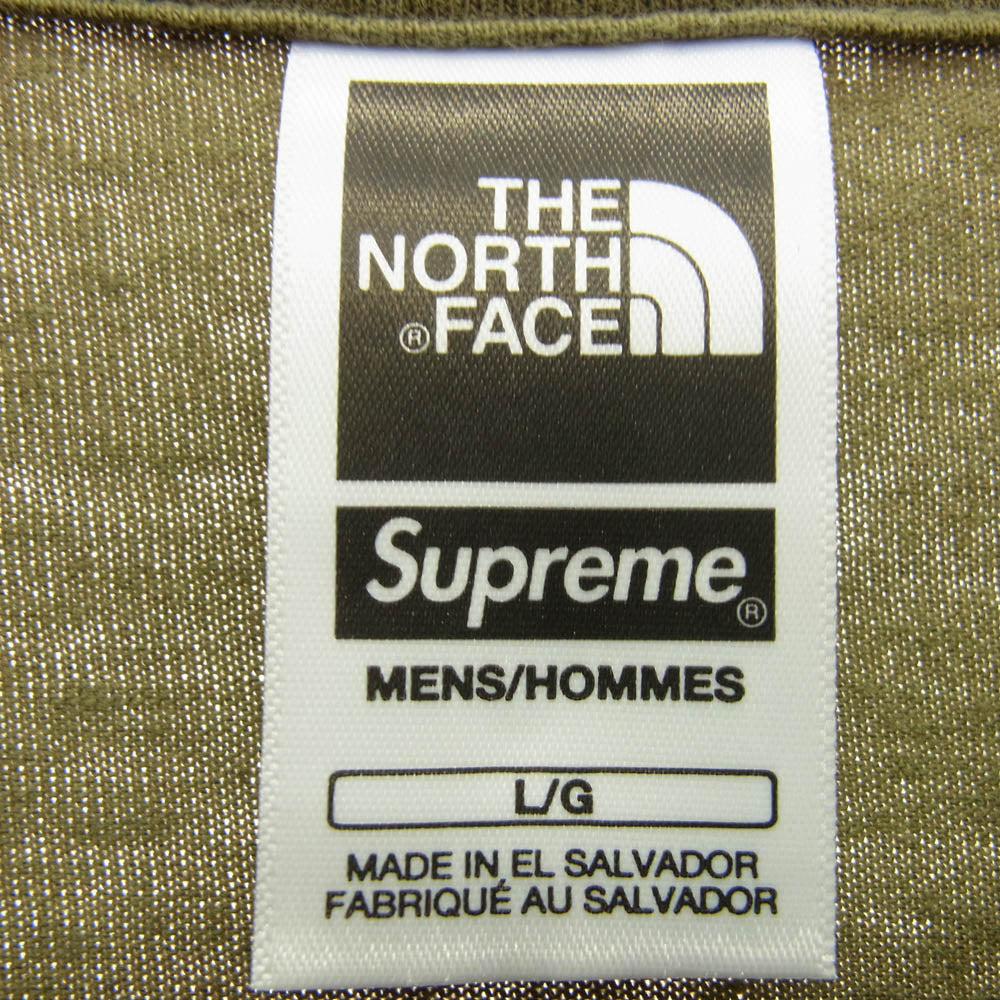Supreme シュプリーム 23SS NT02309I × THE NORTH FACE Printed Pocket Tee ザノースフェイス ロゴ プリント ポケット 半袖 Tシャツ L カーキ系 LL【中古】