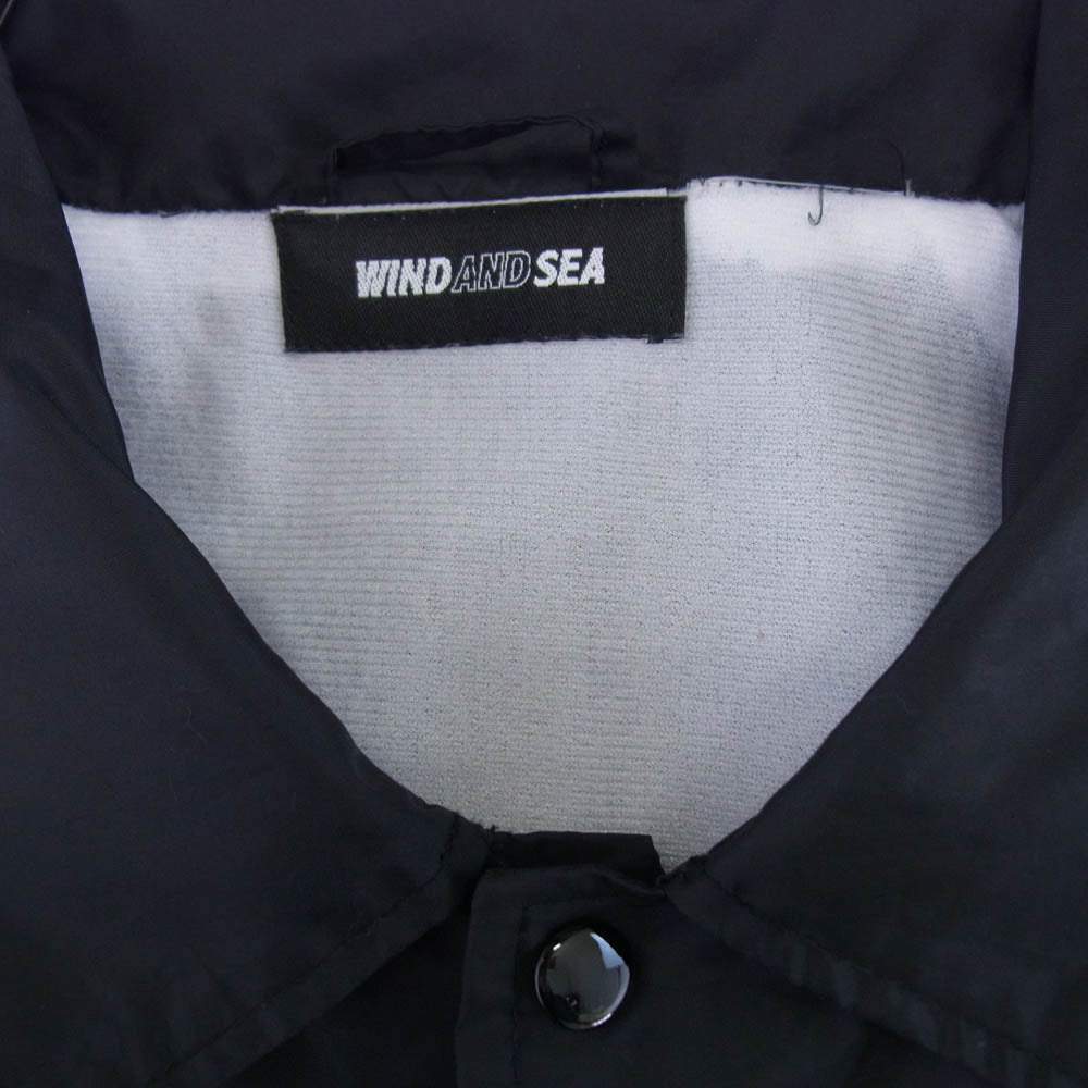 WIND AND SEA ウィンダンシー WDS-JK-09 ロゴ プリント ナイロン コーチ ジャケット ブラック系 L【中古】