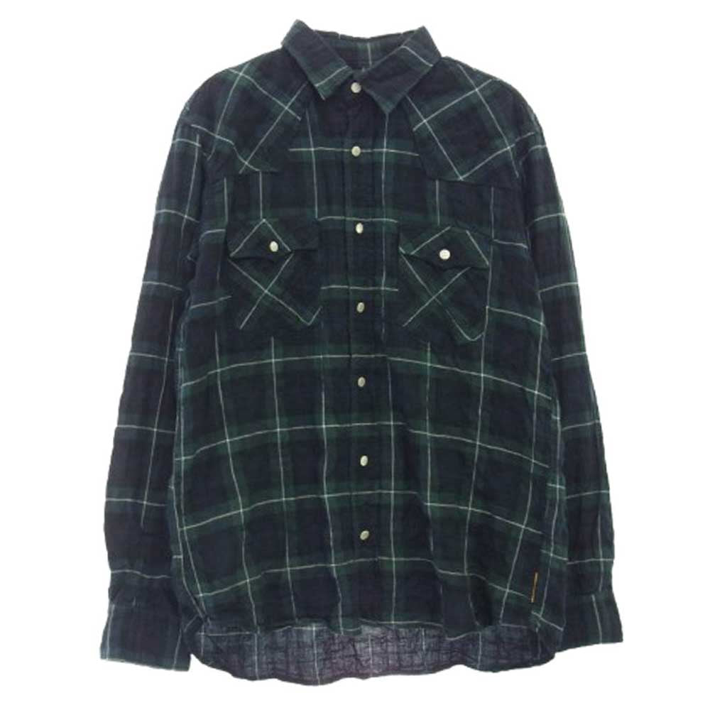 GOODENOUGH グッドイナフ シワ加工 背面メッセージプリント 長袖 ウェスタン チェック シャツ マルチカラー系 M【中古】