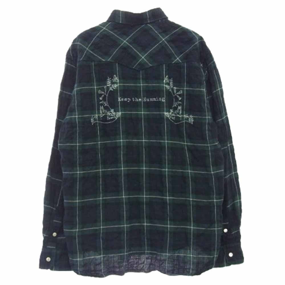 GOODENOUGH グッドイナフ シワ加工 背面メッセージプリント 長袖 ウェスタン チェック シャツ マルチカラー系 M【中古】