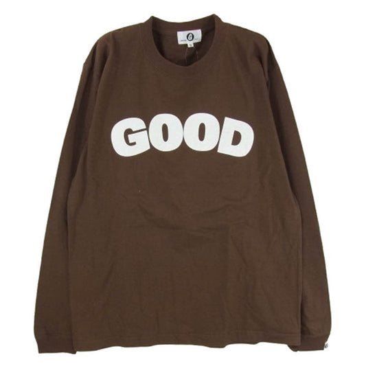 GOODENOUGH グッドイナフ GOODE logo long sleeve cut and sew ロングスリーブカットソー 袖グラムg タグ 長袖 Tシャツ ロンT ブラウン系 M【美品】【中古】