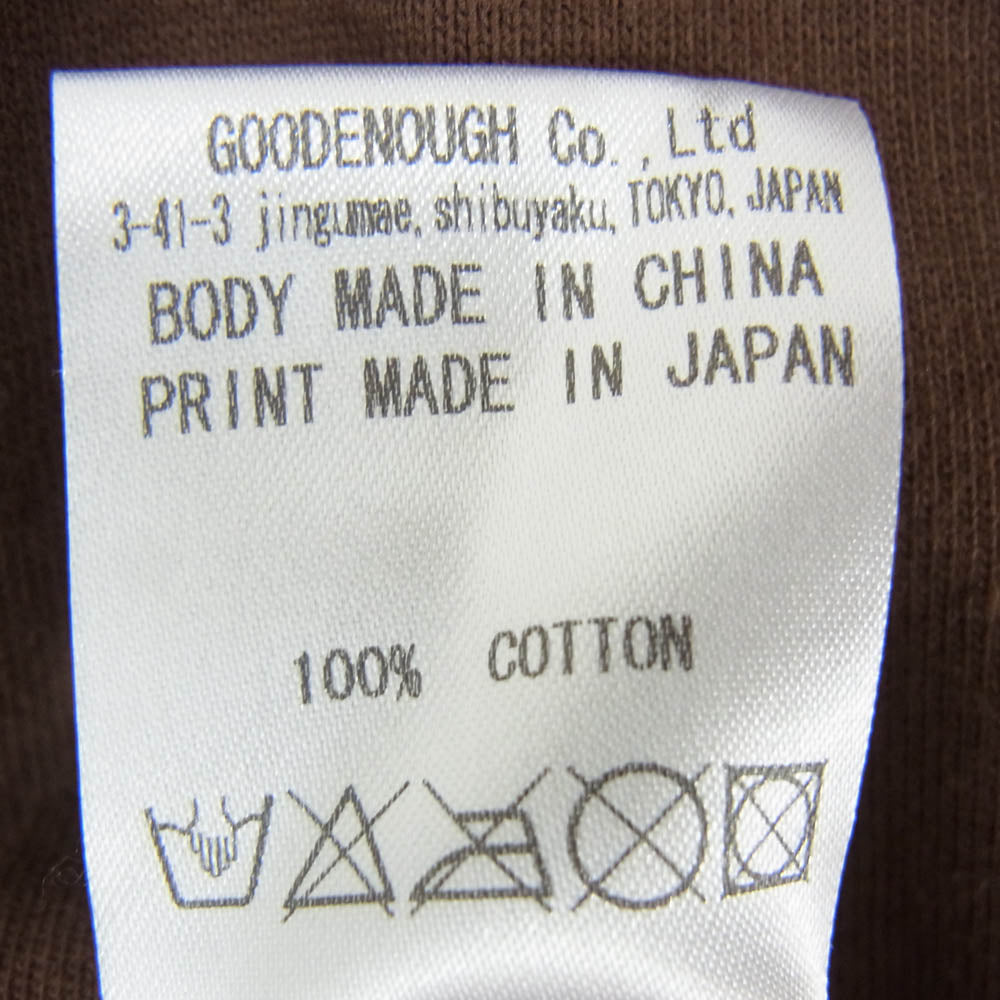 GOODENOUGH グッドイナフ GOODE logo long sleeve cut and sew ロングスリーブカットソー 袖グラムg タグ 長袖 Tシャツ ロンT ブラウン系 M【美品】【中古】