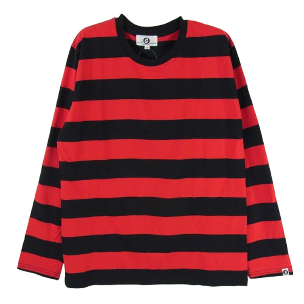 GOODENOUGH グッドイナフ 復刻 classic logo border cut and sew クラッシックロゴ ボーダー カットソー 袖グラムg タグ 長袖 Tシャツ ロンT レッド系 ブラック系【美品】【中古】