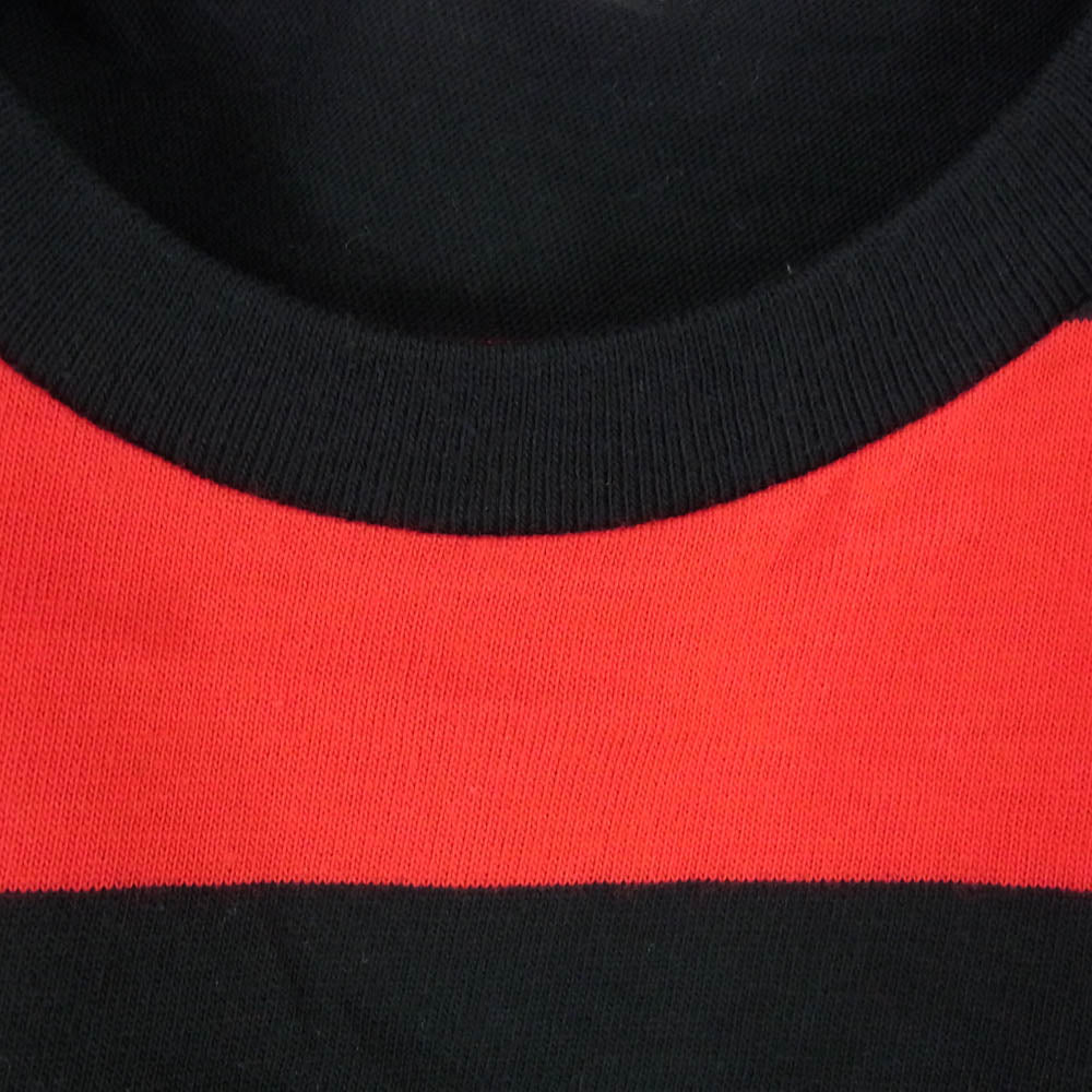 GOODENOUGH グッドイナフ 復刻 classic logo border cut and sew クラッシックロゴ ボーダー カットソー 袖グラムg タグ 長袖 Tシャツ ロンT レッド系 ブラック系【美品】【中古】