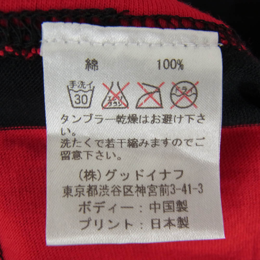 GOODENOUGH グッドイナフ 復刻 classic logo border cut and sew クラッシックロゴ ボーダー カットソー 袖グラムg タグ 長袖 Tシャツ ロンT レッド系 ブラック系【美品】【中古】