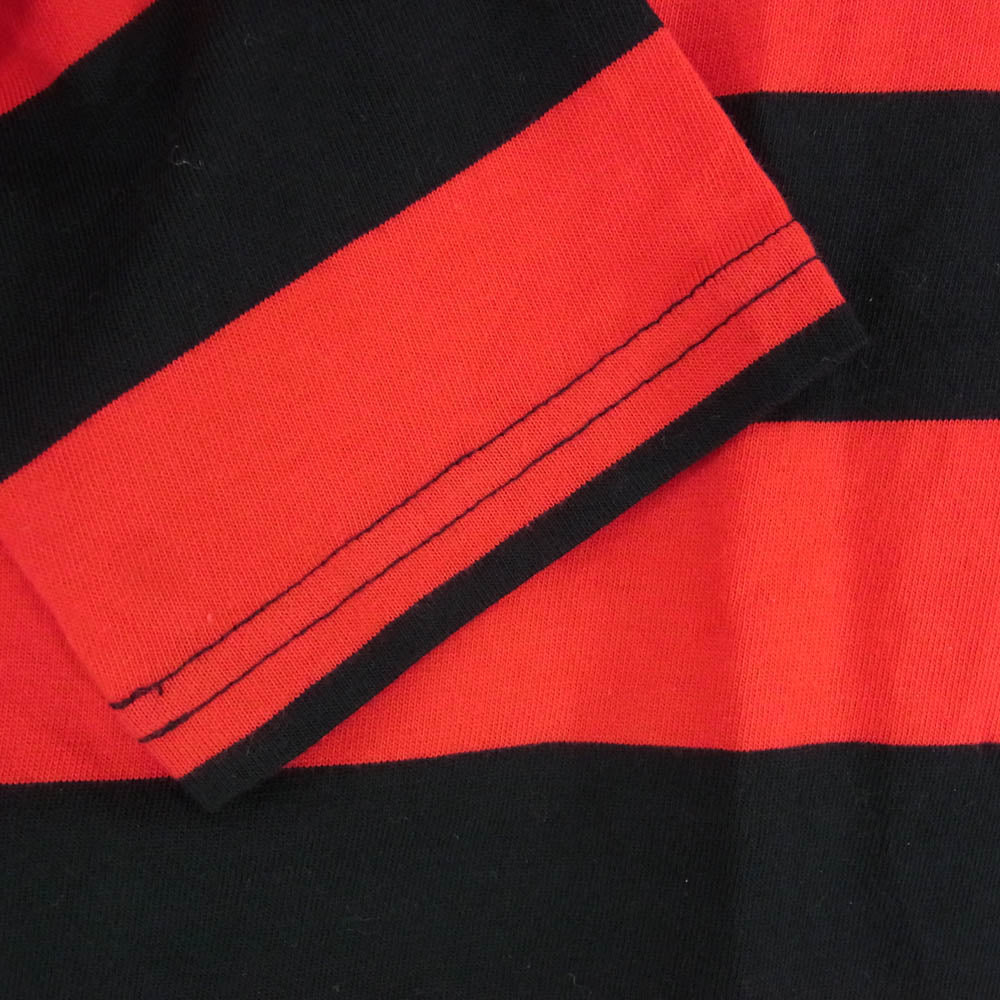 GOODENOUGH グッドイナフ 復刻 classic logo border cut and sew クラッシックロゴ ボーダー カットソー 袖グラムg タグ 長袖 Tシャツ ロンT レッド系 ブラック系【美品】【中古】