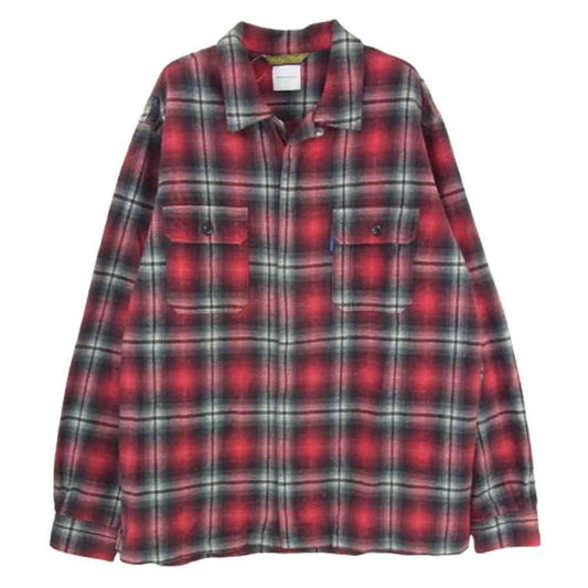 GOODENOUGH グッドイナフ Country Flight ombre check shirt jacket カントリー フライト オンブレ チェック シャツ ジャケット レッド系 L【中古】