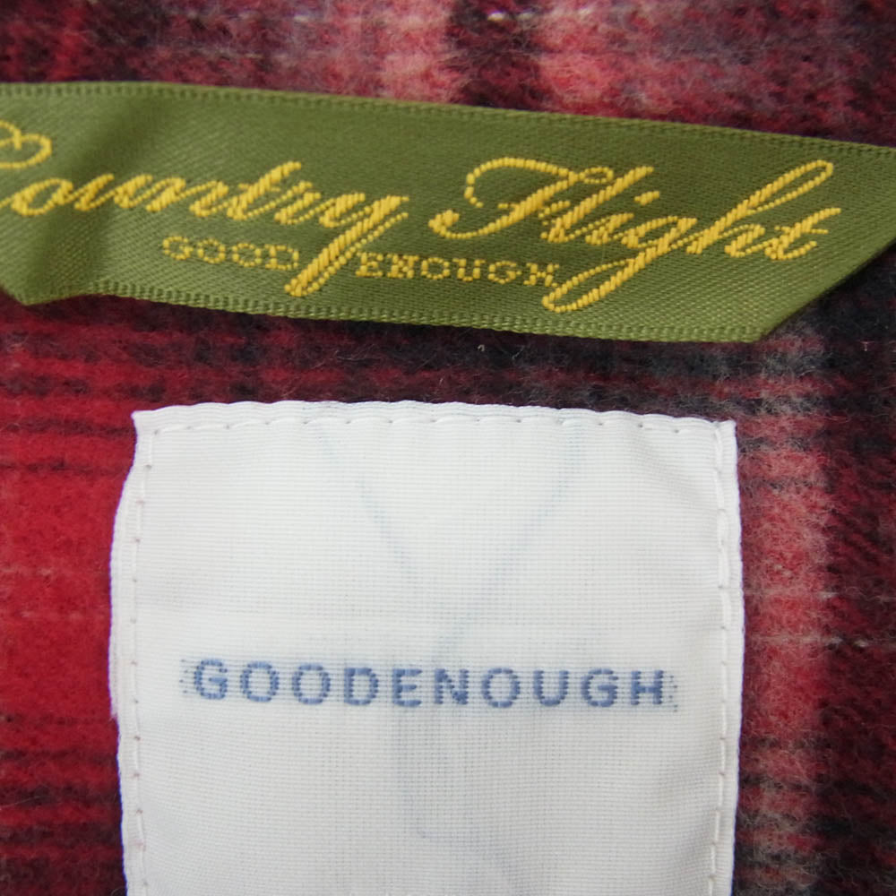 GOODENOUGH グッドイナフ Country Flight ombre check shirt jacket カントリー フライト オンブレ チェック シャツ ジャケット レッド系 L【中古】