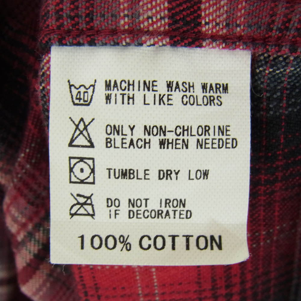 GOODENOUGH グッドイナフ Country Flight ombre check shirt jacket カントリー フライト オンブレ チェック シャツ ジャケット レッド系 L【中古】