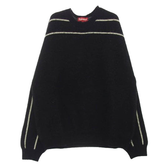Supreme シュプリーム 24AW Back Stripe Sweater バッグロゴ ストライプ クルーネックニットセーター ブラック系 L【美品】【中古】