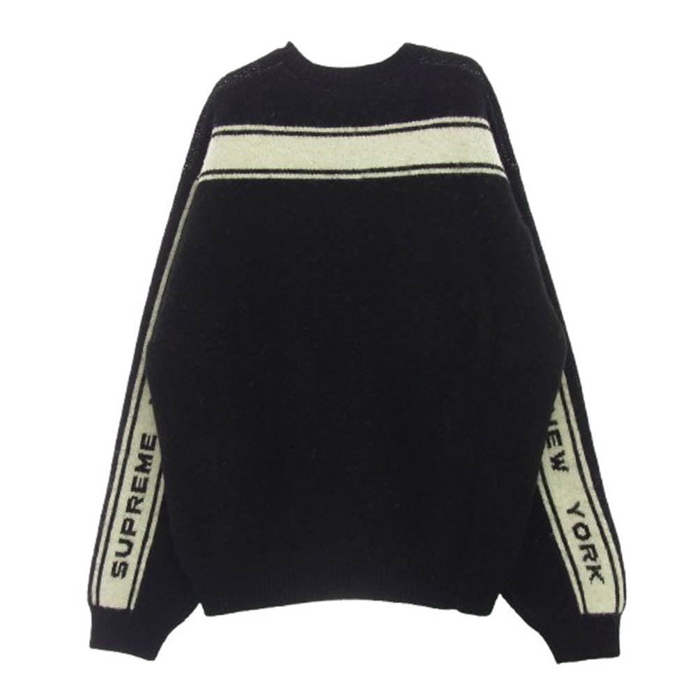 Supreme シュプリーム 24AW Back Stripe Sweater バッグロゴ ストライプ クルーネックニットセーター ブラック系 L【美品】【中古】