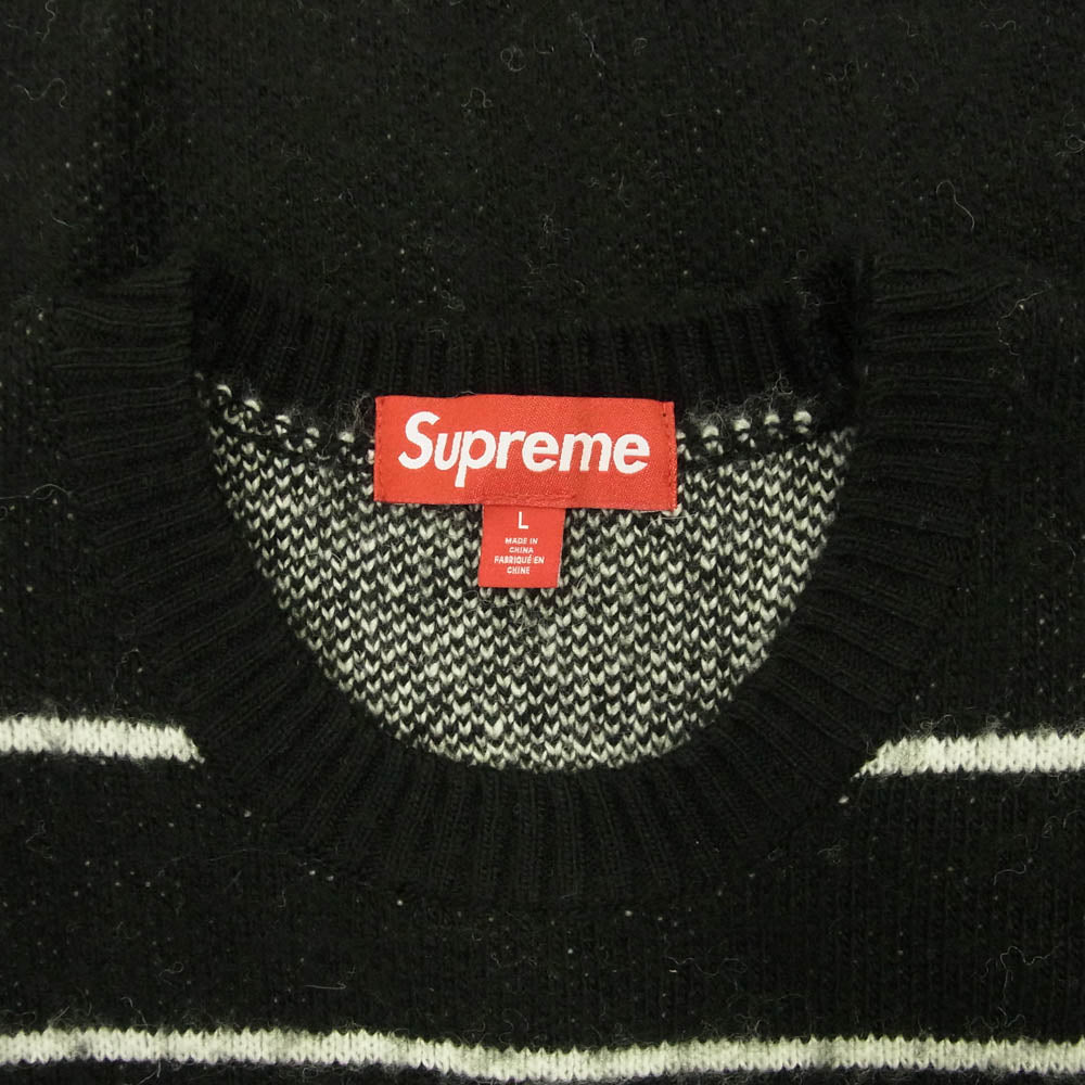 Supreme シュプリーム 24AW Back Stripe Sweater バッグロゴ ストライプ クルーネックニットセーター ブラック系 L【美品】【中古】