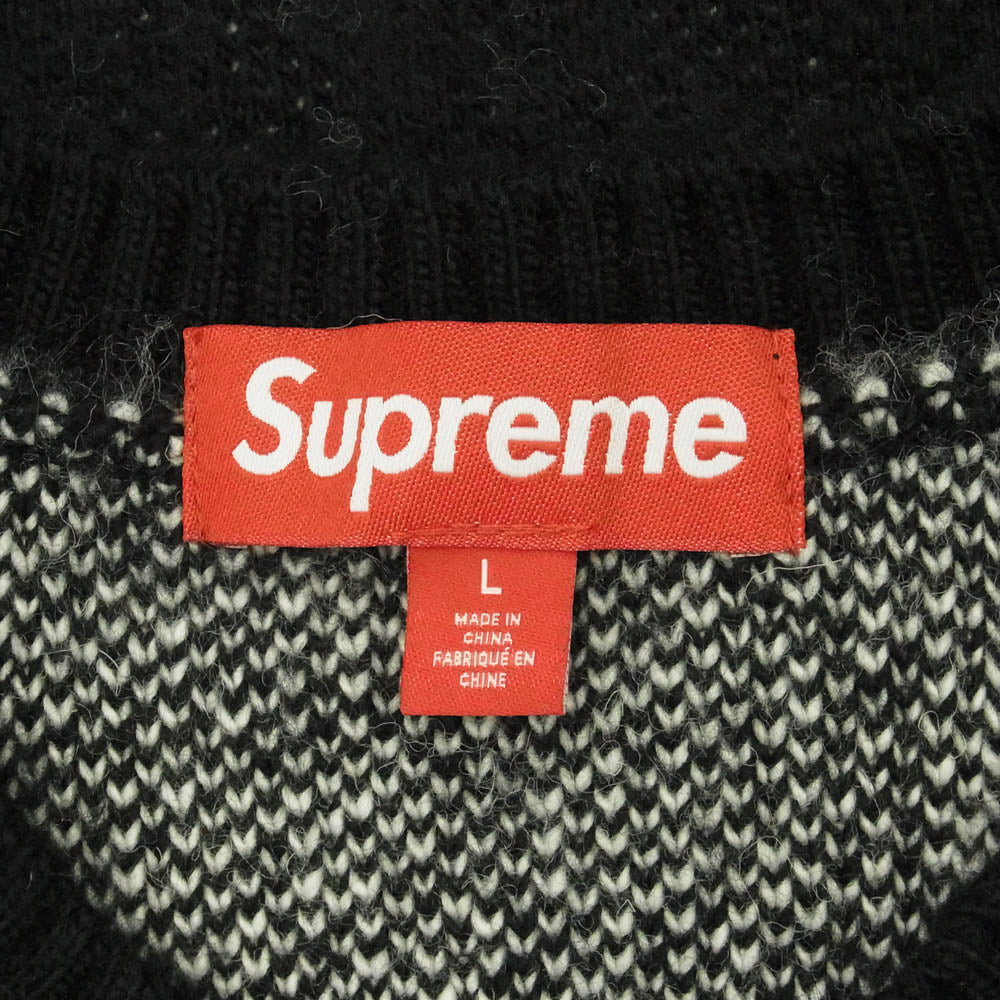 Supreme シュプリーム 24AW Back Stripe Sweater バッグロゴ ストライプ クルーネックニットセーター ブラック系 L【美品】【中古】