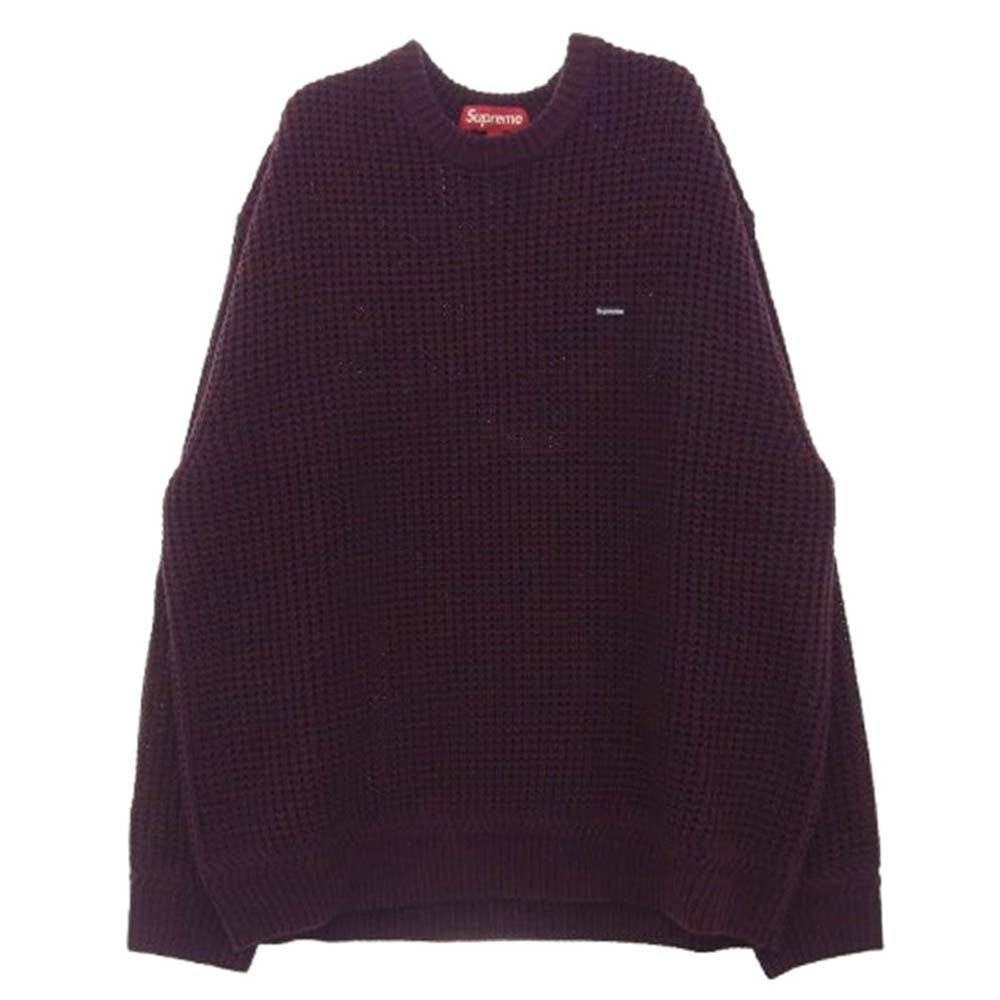 Supreme シュプリーム 24AW Waffle Small Box Sweater スモールボックスロゴ ワッフル セーター エンジ系 L【新古品】【未使用】【中古】