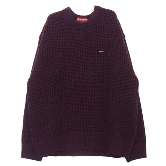 Supreme シュプリーム 24AW Waffle Small Box Sweater スモールボックスロゴ ワッフル セーター エンジ系 L【新古品】【未使用】【中古】