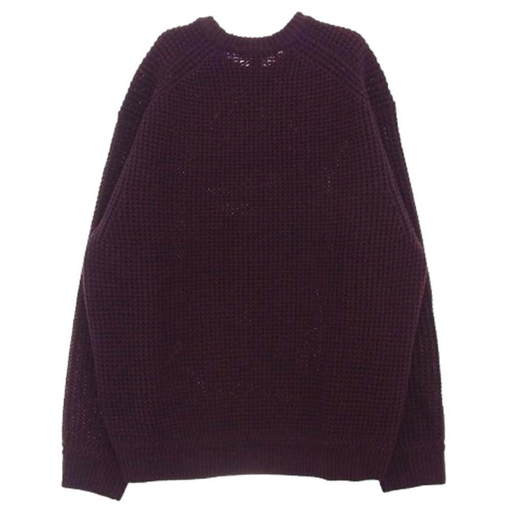 Supreme シュプリーム 24AW Waffle Small Box Sweater スモールボックスロゴ ワッフル セーター エンジ系 L【新古品】【未使用】【中古】