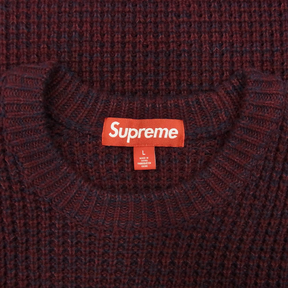 Supreme シュプリーム 24AW Waffle Small Box Sweater スモールボックスロゴ ワッフル セーター エンジ系 L【新古品】【未使用】【中古】