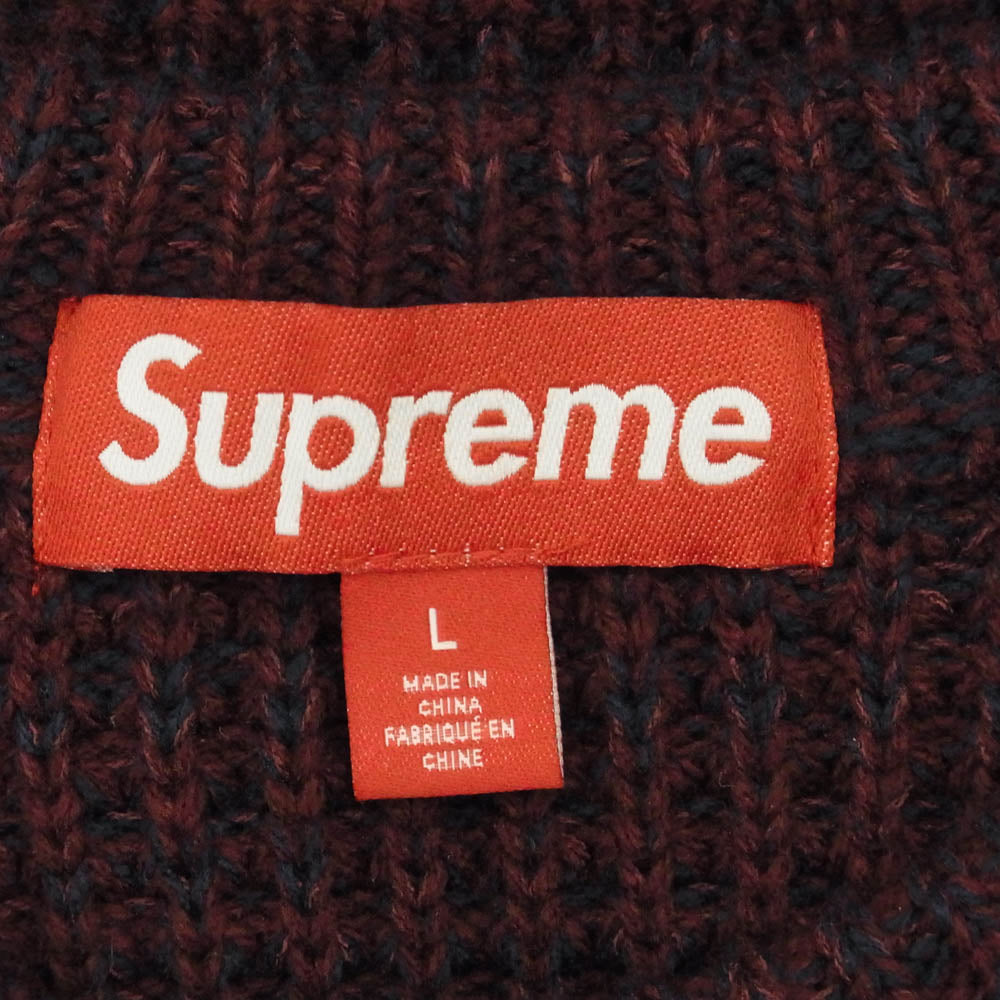 Supreme シュプリーム 24AW Waffle Small Box Sweater スモールボックスロゴ ワッフル セーター エンジ系 L【新古品】【未使用】【中古】