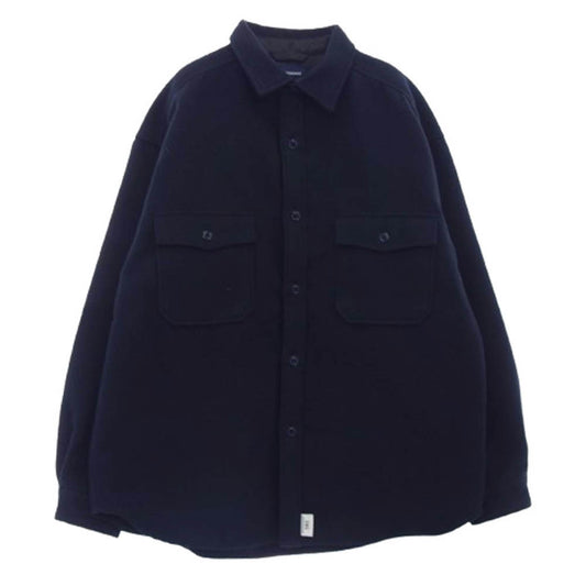 DESCENDANT ディセンダント DWU オーバーサイズ メルトン 長袖 ワーク シャツ ネイビー系 2【中古】