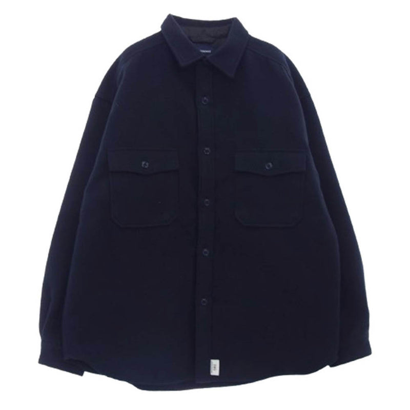 DESCENDANT ディセンダント DWU オーバーサイズ メルトン 長袖 ワーク シャツ ネイビー系 2【中古】