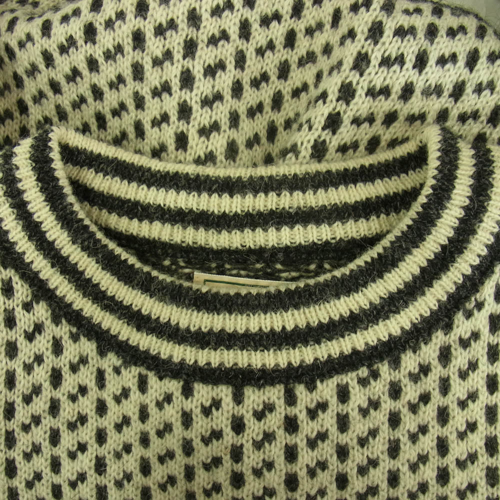 L.L.Bean エルエルビーン 80s vintage NORWAY製 Birdseye Crew Neck バーズアイ ニット オフホワイト系 グレー系 L【中古】