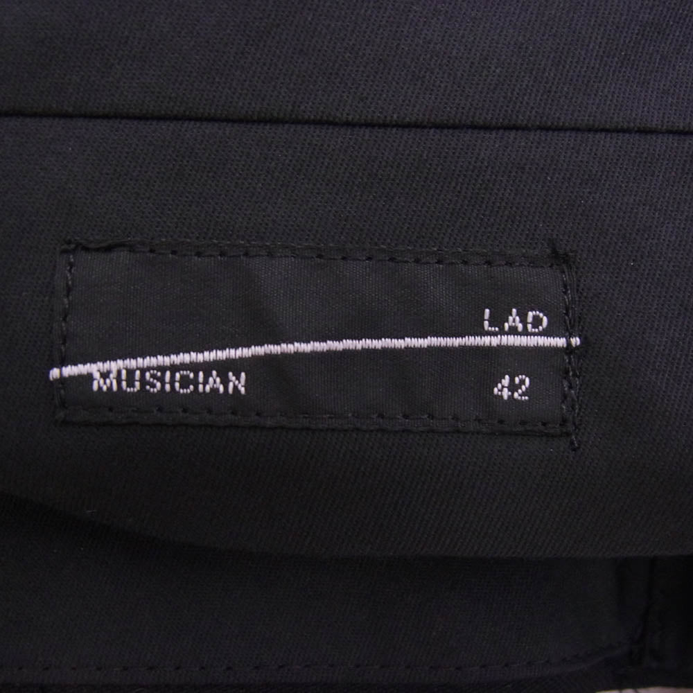 LAD MUSICIAN ラッドミュージシャン 19SS 2119-556 2TUCK TAPERED WIDE SLACKS 2タックテーパード ワイド スラックスパンツ ブラック系 42【中古】