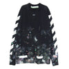 OFF-WHITE オフホワイト OMSB001F17620030 イーストランドタグ DIAG GALAXY BRUSHED L/S TEE ギャラクシーペイント ダイアゴナル 長袖 Tシャツ ロンT ブラック系 L【中古】