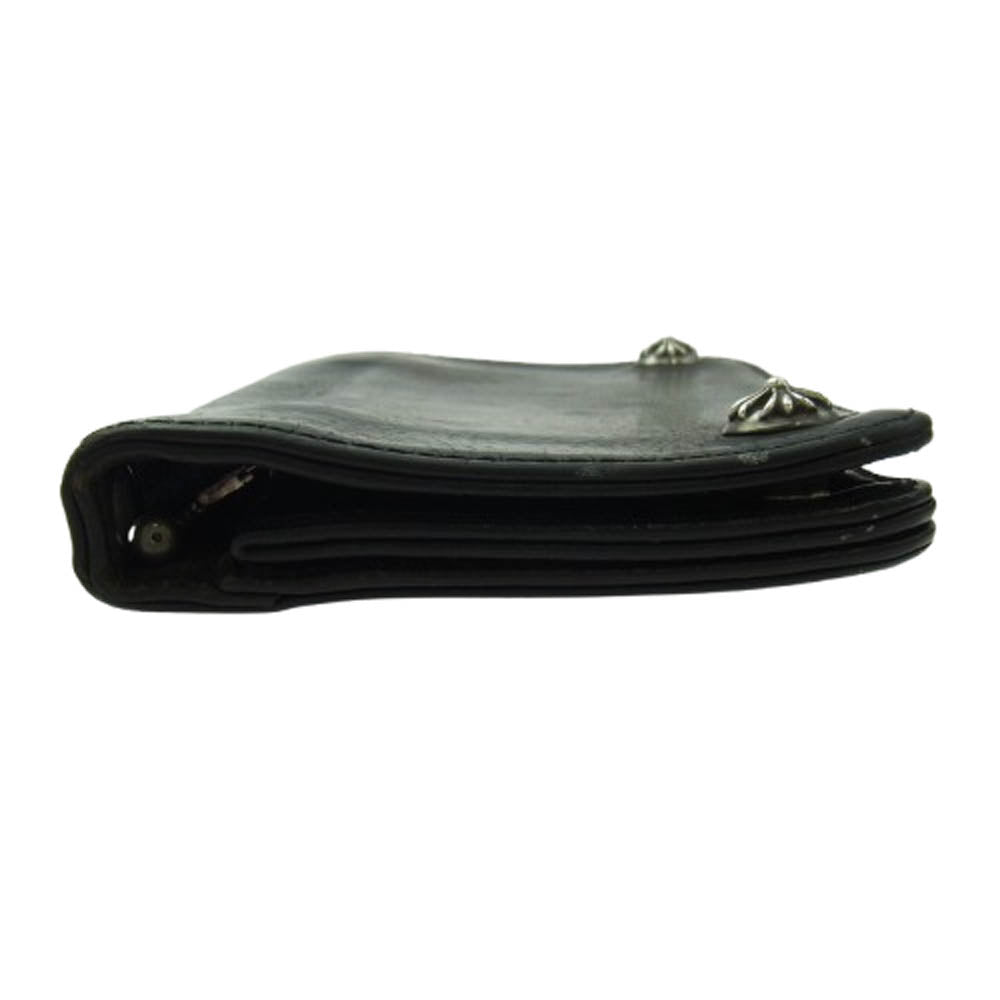 CHROME HEARTS クロムハーツ（原本無） 2ZIP 2ジップ クロスボールボタン レザー ウォレット 財布 ブラック系【中古】